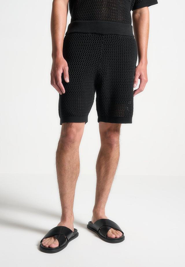 Crochet Knit Shorts - Black Male Product Image