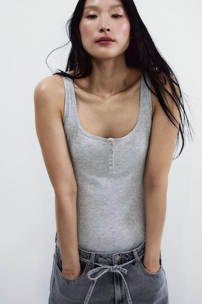 Ribbed Button-top Tank Top product image