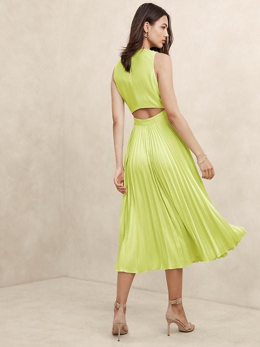 Silky Cut-Out Back Midi Dress Product Image