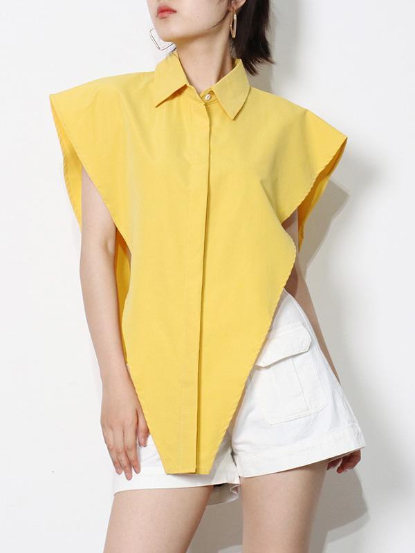 Original Solid Color Irregularity Geometry Blouse Tops Product Image