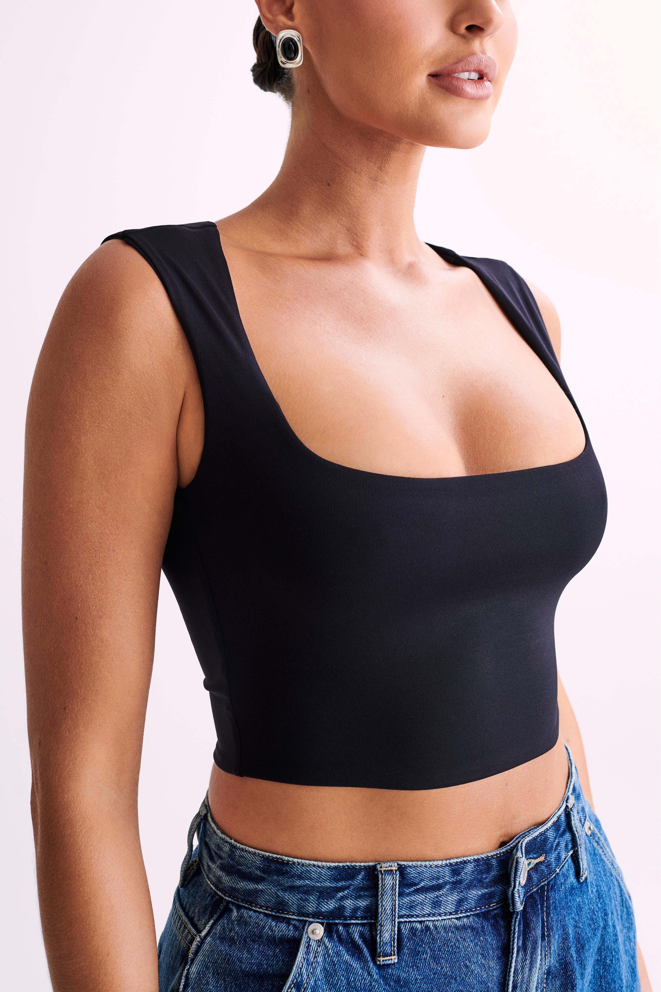 Linley Recycled Nylon Cropped Top - Black Product Image