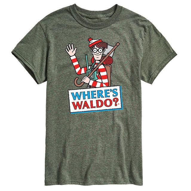 Mens Wheres Waldo Logo Graphic Tee Grey Military Green Product Image