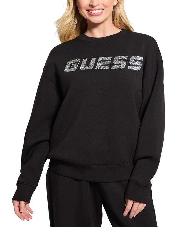 Guess Womens Cecilia Rhinestone Logo Sweatshirt Product Image