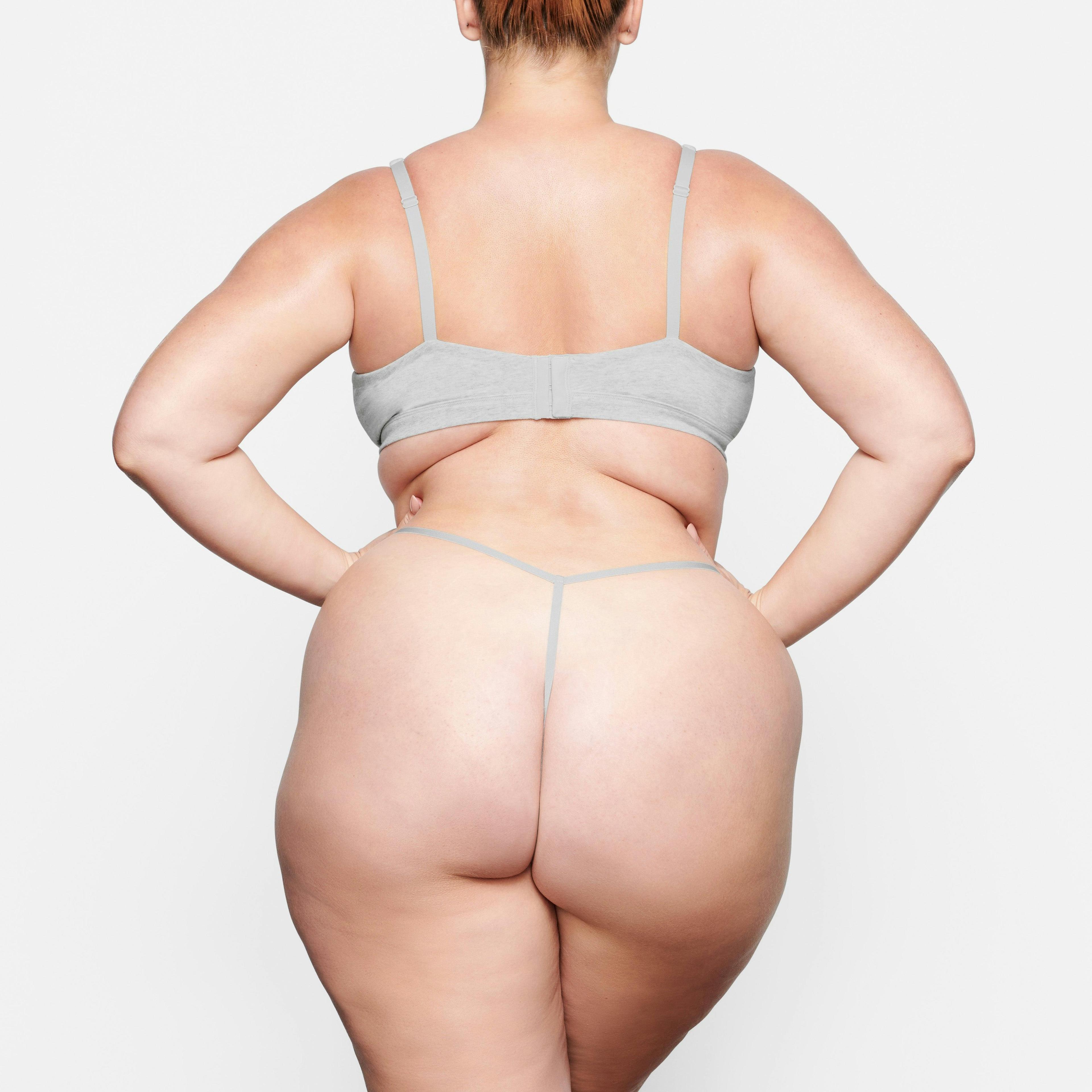 COTTON JERSEY T-STRING THONG | LIGHT HEATHER GREY Product Image