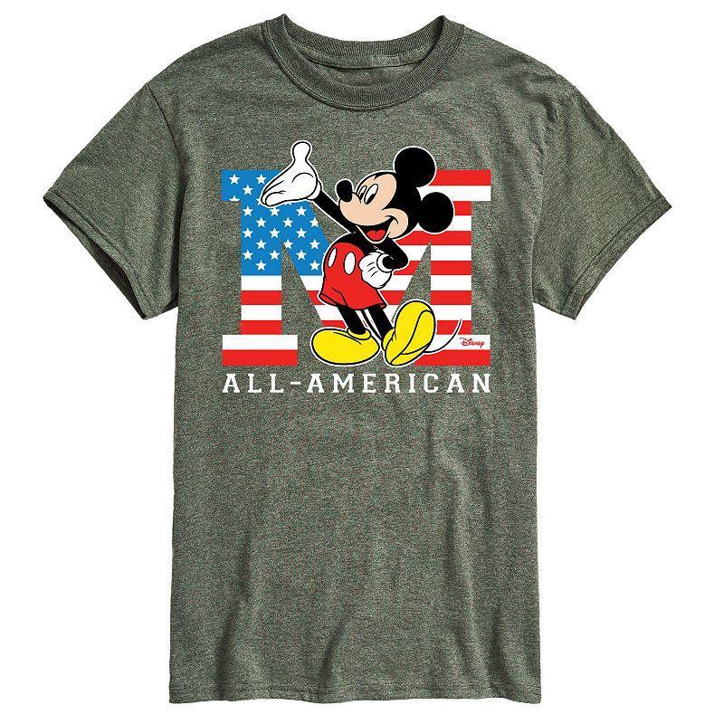 Disneys Mickey Mouse Mens Flag Graphic Tee Med Grey Product Image