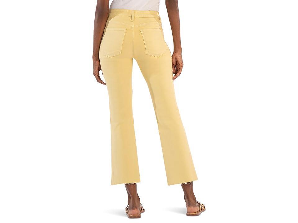 KUT from the Kloth Kelsey High-Rise Fab Ab Ankle Flare With Raw Hem In Lemon (Bubblegum) Women's Jeans Product Image