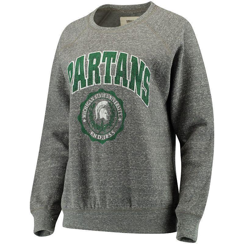 Womens Pressbox Heathered Gray Michigan State Spartans Edith Vintage Knobi Pullover Sweatshirt Product Image