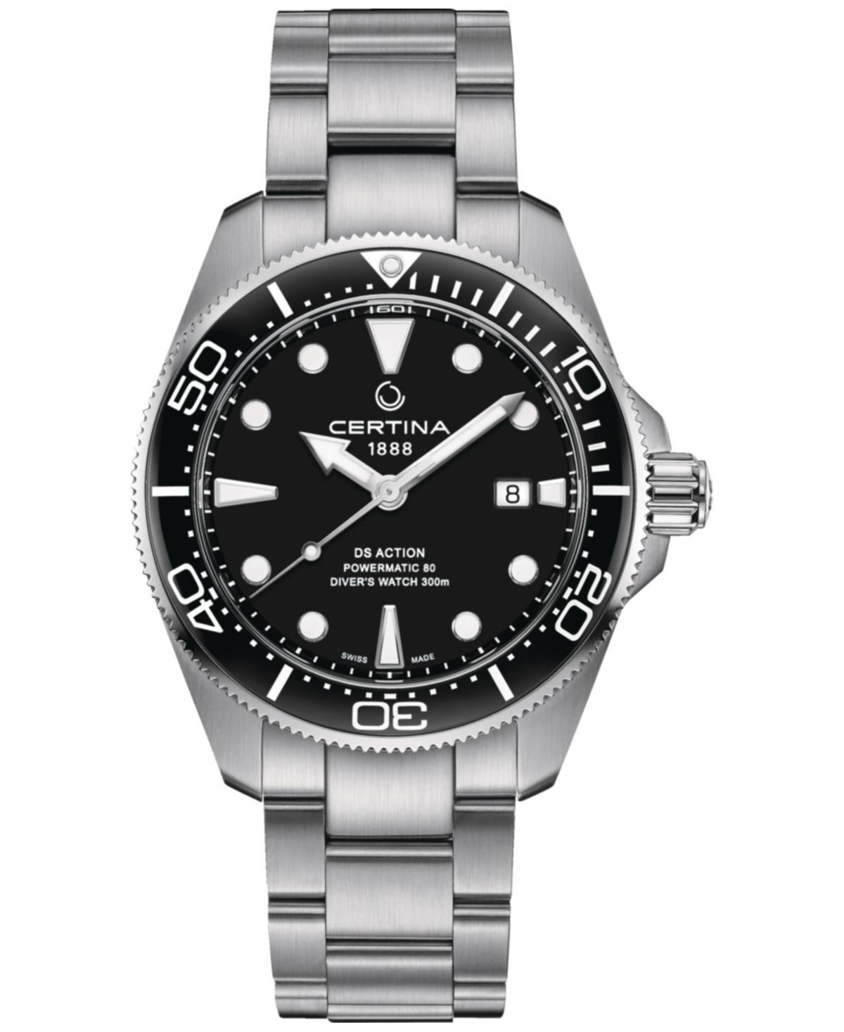 Certina Mens Swiss Autometic Ds Action Diver Stainless Steel Bracelet Watch 43mm - Black Product Image