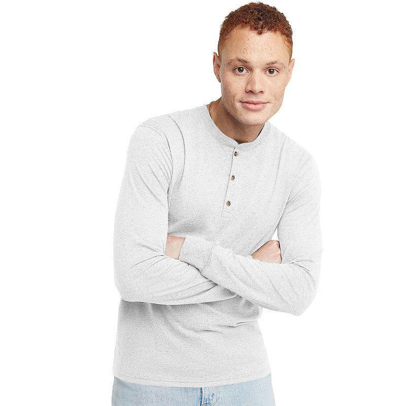 Mens Hanes Originals Tri-Blend Henley White Product Image