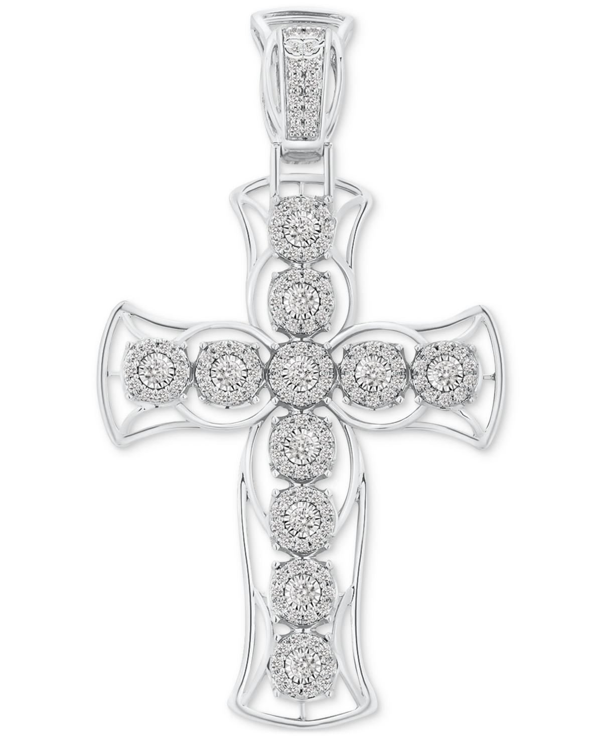 Mens Diamond Cross Openwork Pendant (5 ct. t.w.) in 10k White Gold Product Image