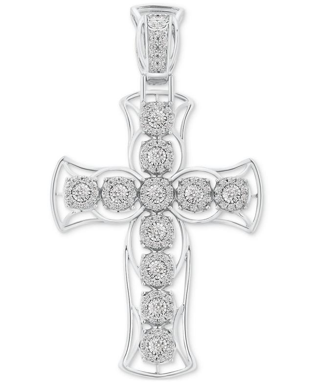 Mens Diamond Cross Openwork Pendant (5 ct. t.w.) in 10k White Gold Product Image