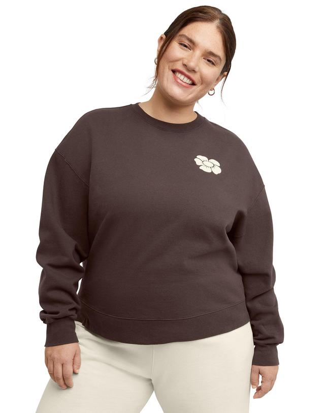 Hanes Originals Womens Fleece Sweatshirt, Good Days Ahead (Plus Size) Dark Crimson 3X Product Image