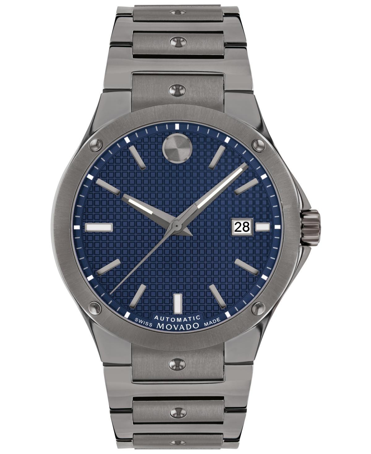 Men's Movado SE Gunmetal Grey PVD Automatic Watch with Blue Dial (Model: 0607553) Product Image