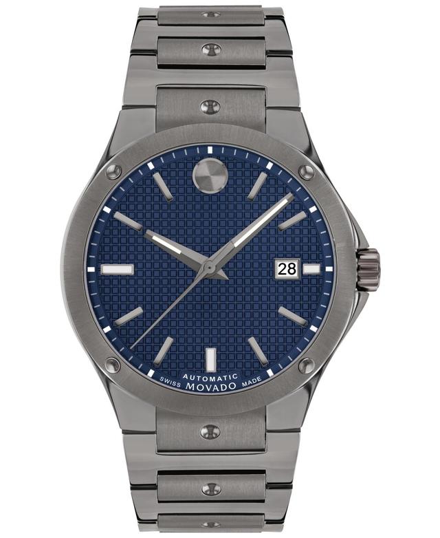 Men's Movado SE Gunmetal Grey PVD Automatic Watch with Blue Dial (Model: 0607553) Product Image