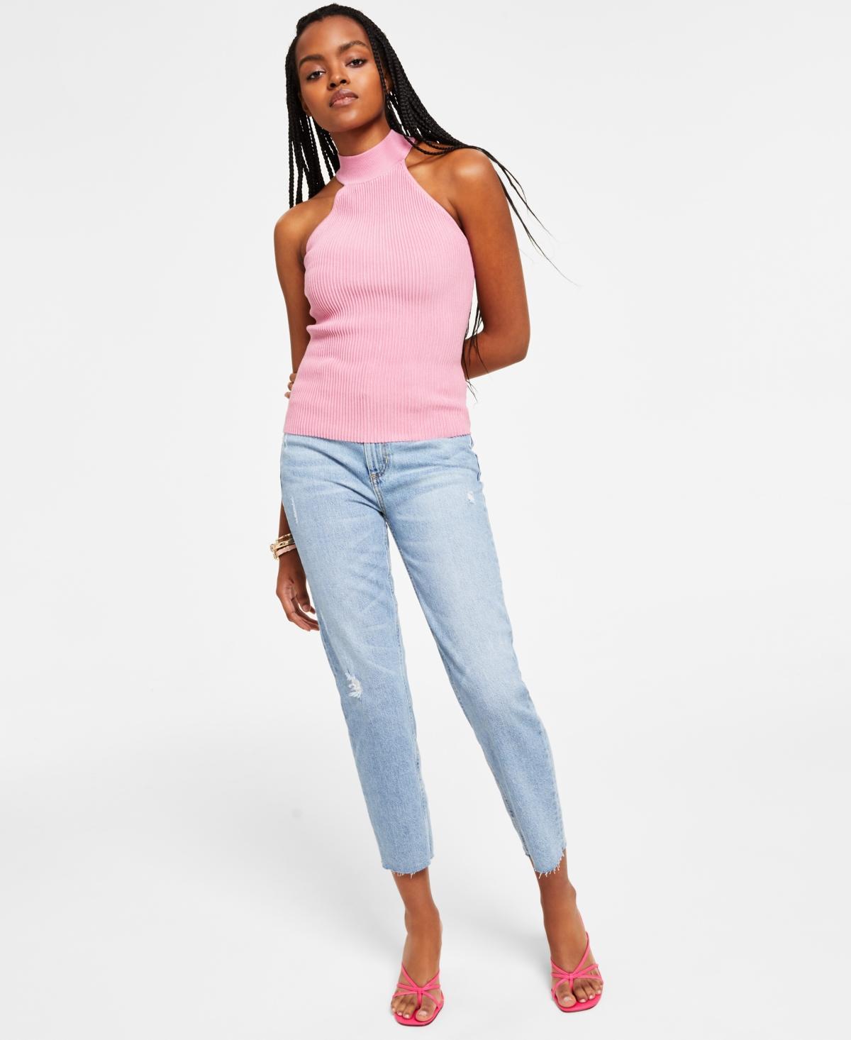 Guess High Rise Destructed Mom Jeans Product Image