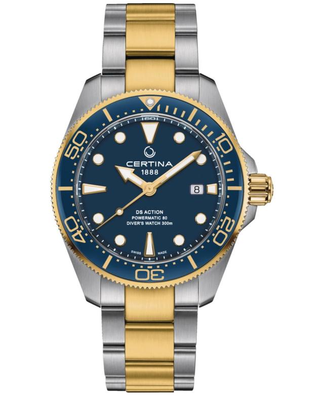 Certina Mens Swiss Automatic Ds Action Diver Two-Tone Stainless Steel Bracelet Watch 43mm - Blue Product Image