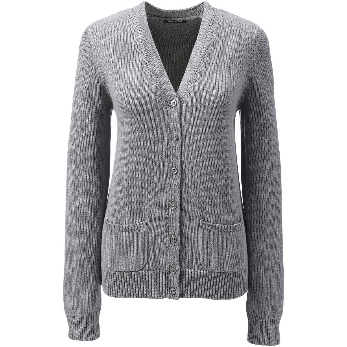 Lands End Womens School Uniform Cotton Modal Button Front Cardigan Sweater Product Image