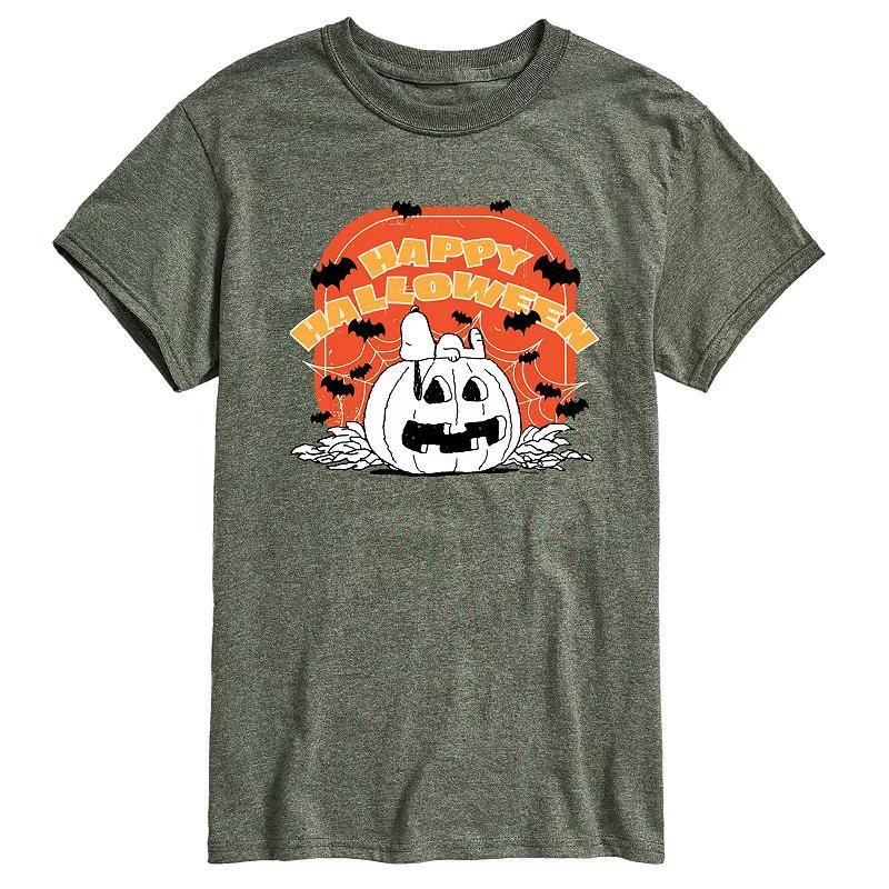 Mens Peanuts Retro Halloween Graphic Tee Grey Gray Product Image