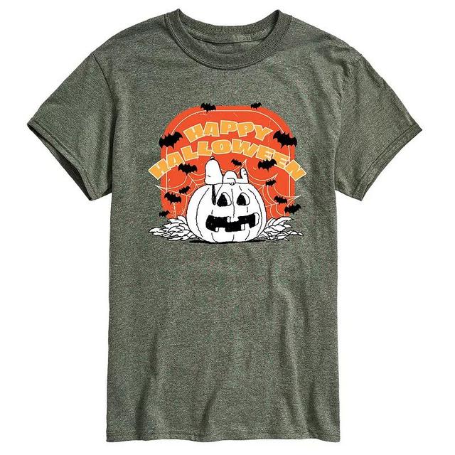 Mens Peanuts Retro Halloween Graphic Tee Grey Green Product Image