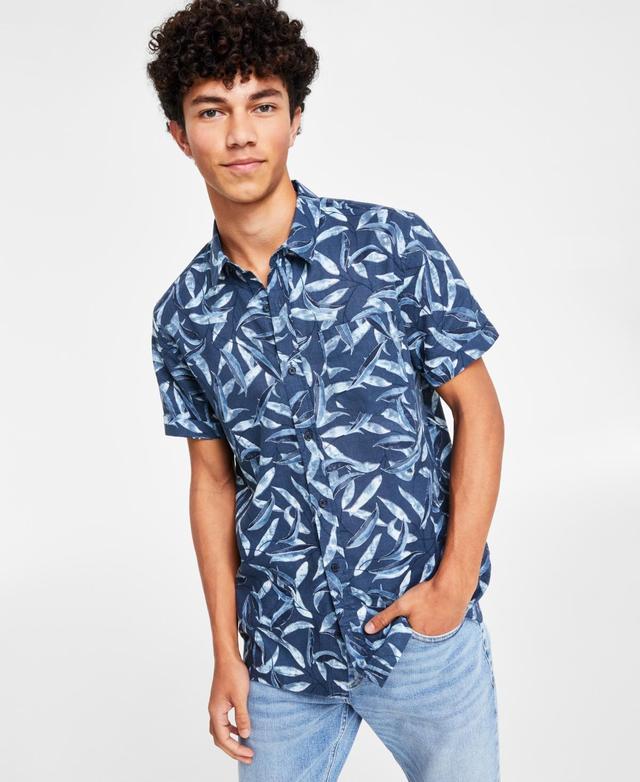 Sun + Stone Mens Ernest Graphic Linen-Blend Shirt, Created for Macys Product Image