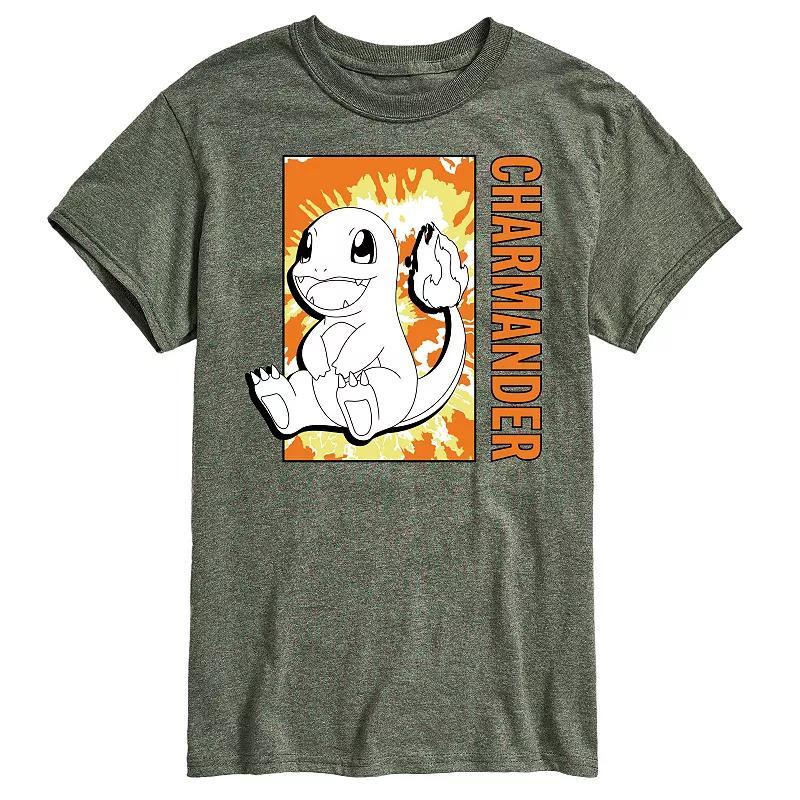 Mens Pokemon Tie Dye Charmander Tee Grey Green Product Image