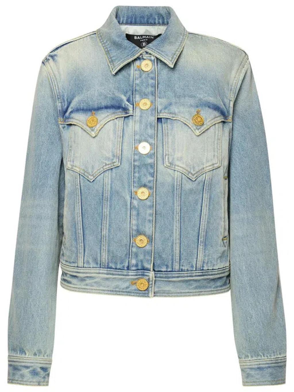 BALMAIN Blue Cotton Jacket Product Image