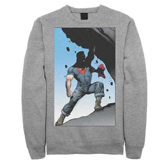 Mens DC Comics Superman Power Lift Comic Poster Sweatshirt Athletic Grey Product Image