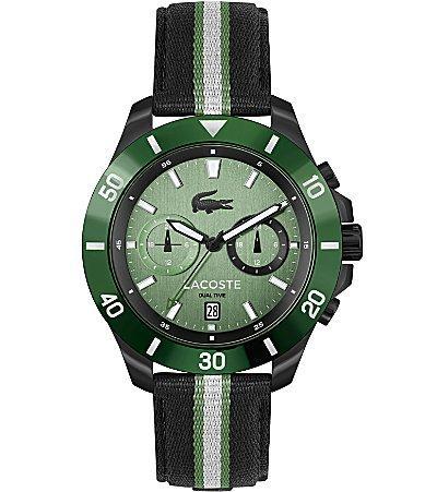 Lacoste Mens Toranga Green Striped Nylon Strap Watch 44mm Product Image