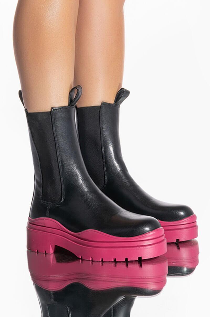 AZALEA WANG GHOSTED FLATFORM CHELSEA BOOT IN FUCHSIA Product Image