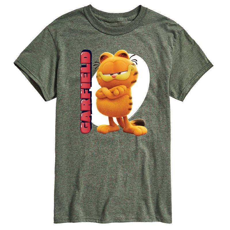 Mens Garfield The Movie Graphic Tee Grey Military Green Product Image