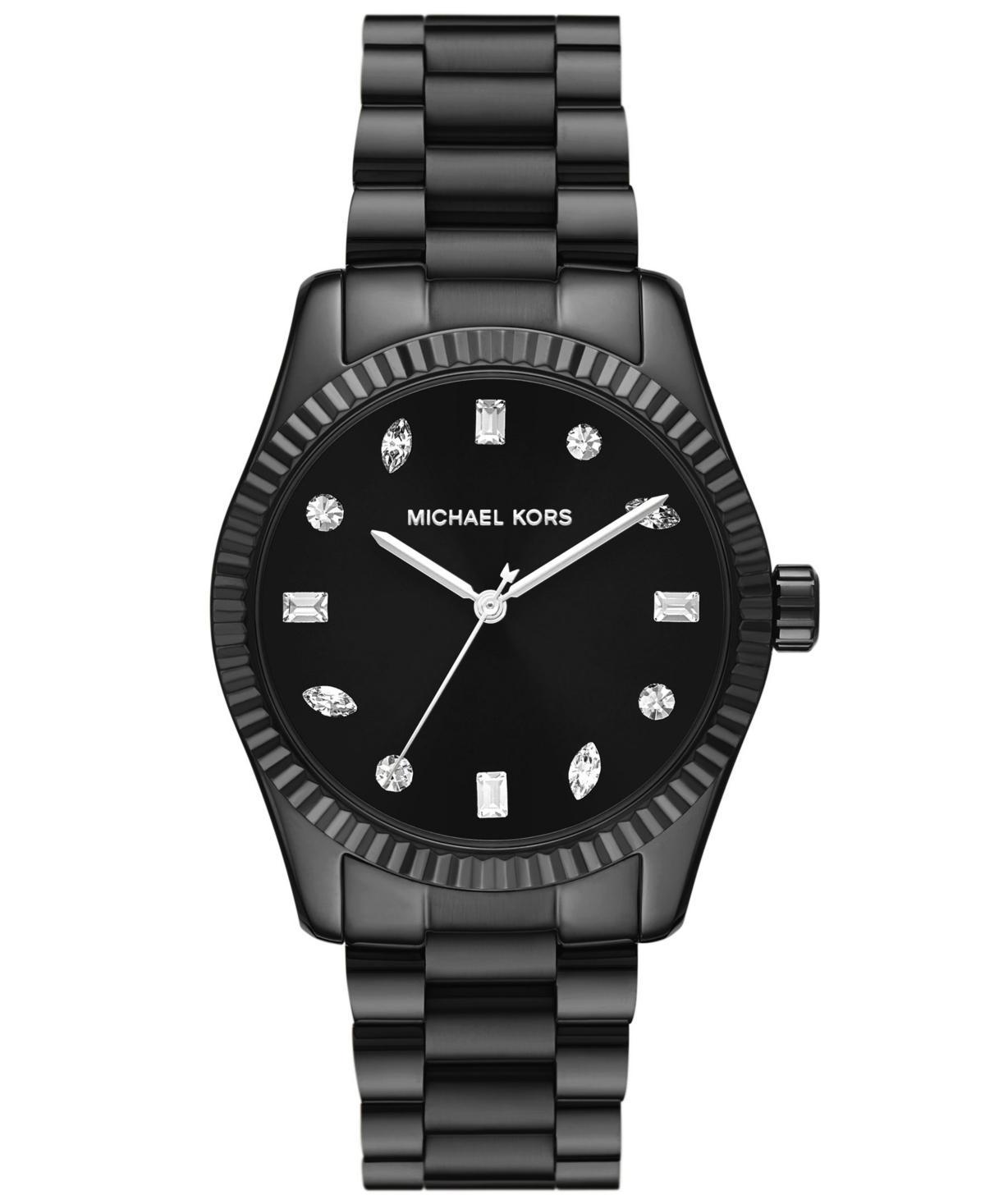 Michael Kors Womens Lexington Three-Hand Black Stainless Steel Watch 38mm Product Image