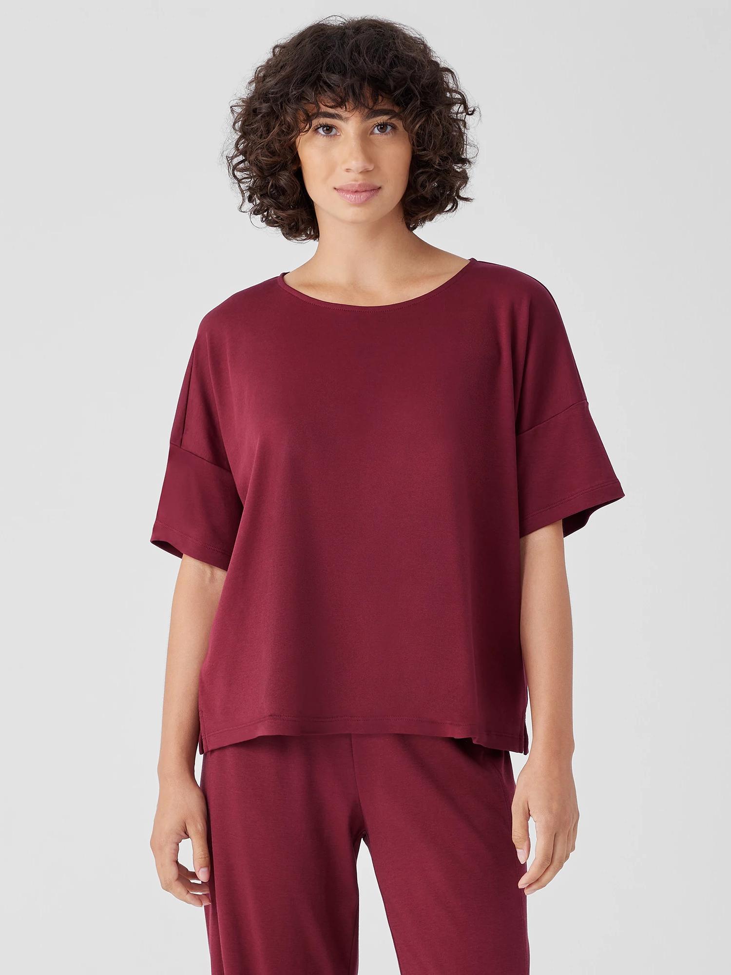 EILEEN FISHER Organic Cotton Interlock Sleep Teefemale Product Image