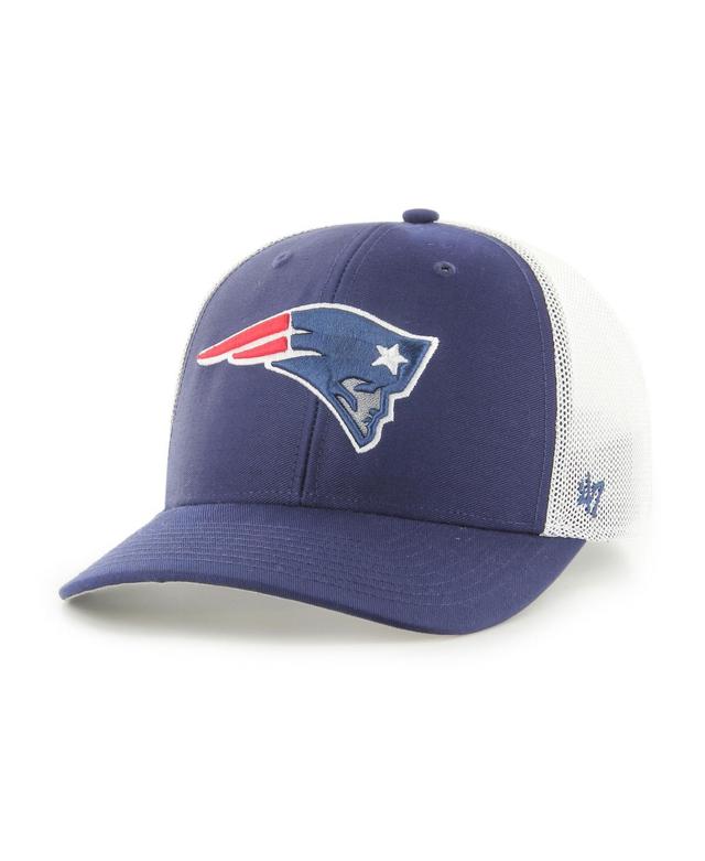 Mens 47 /White New England Patriots Trophy Trucker Flex Hat Blue Product Image