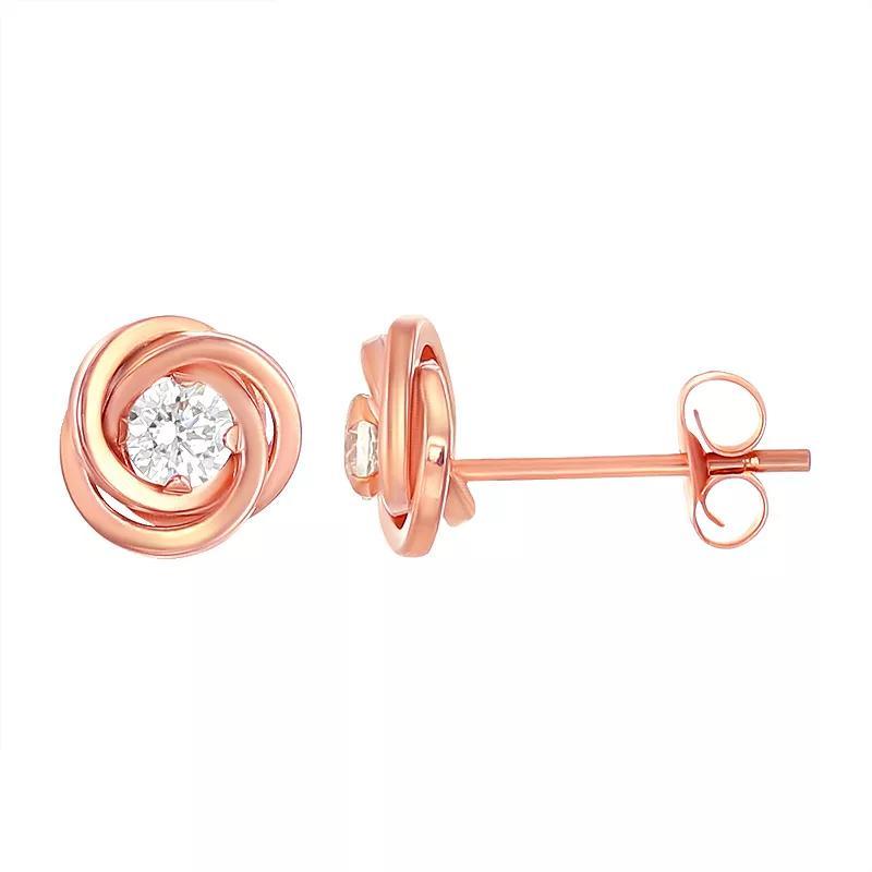 Forever 14K 14k Rose Gold Cubic Zirconia Loveknot Stud Earrings, Womens, 14k Gold Product Image