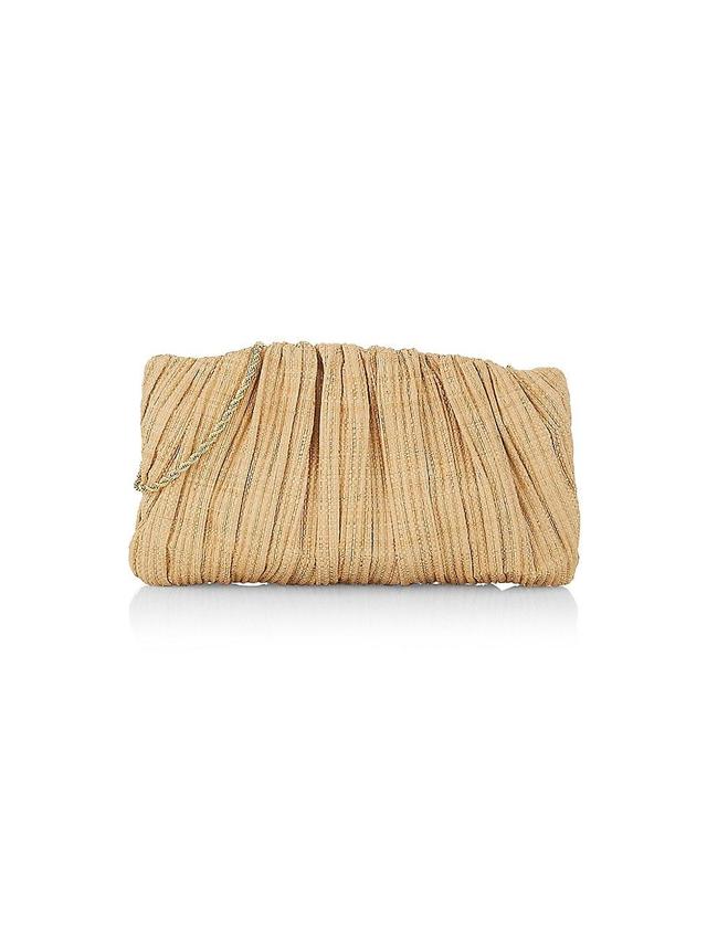 Womens Brit Pleated Raffia Clutch-On-Chain Product Image