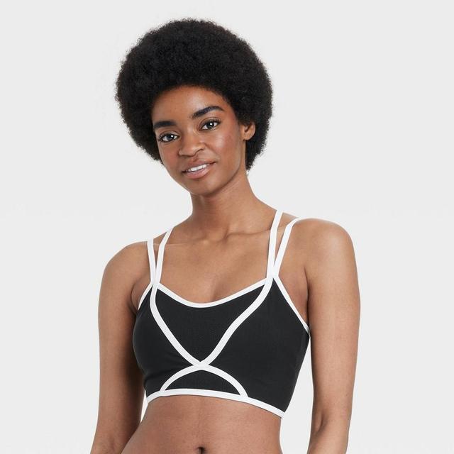 Womens Contrast Trim Layered Bralette - Colsie Black XL Product Image