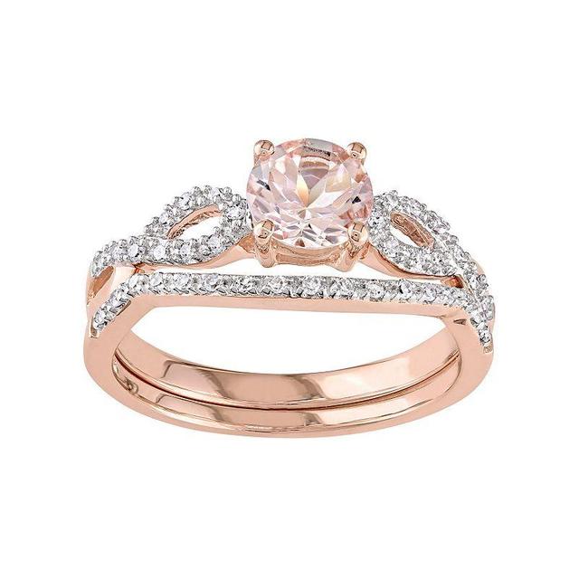 Stella Grace 10k Rose Gold Morganite & 1/6 Carat T.W. Diamond Engagement Ring Set, Womens Product Image