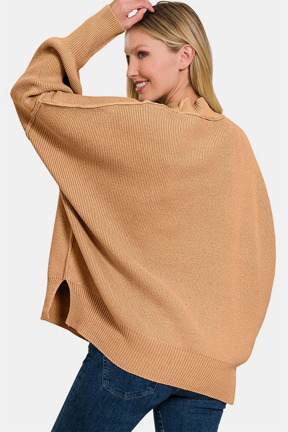 Zenana Side Sit Oversize Sweater Product Image