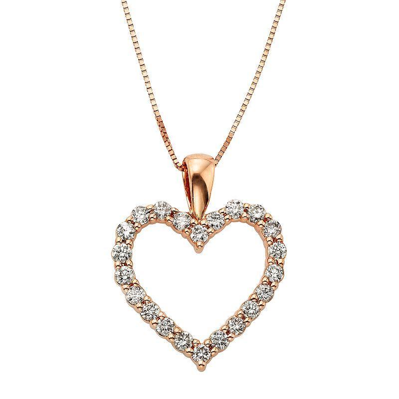 1/2 Carat T.W. IGL Certified Diamond 14k Gold Heart Pendant Necklace, Womens, Size: 18, White Product Image