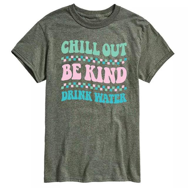 Mens Chill Out Be Kind Drink Water Graphic Tee Grey Green Product Image