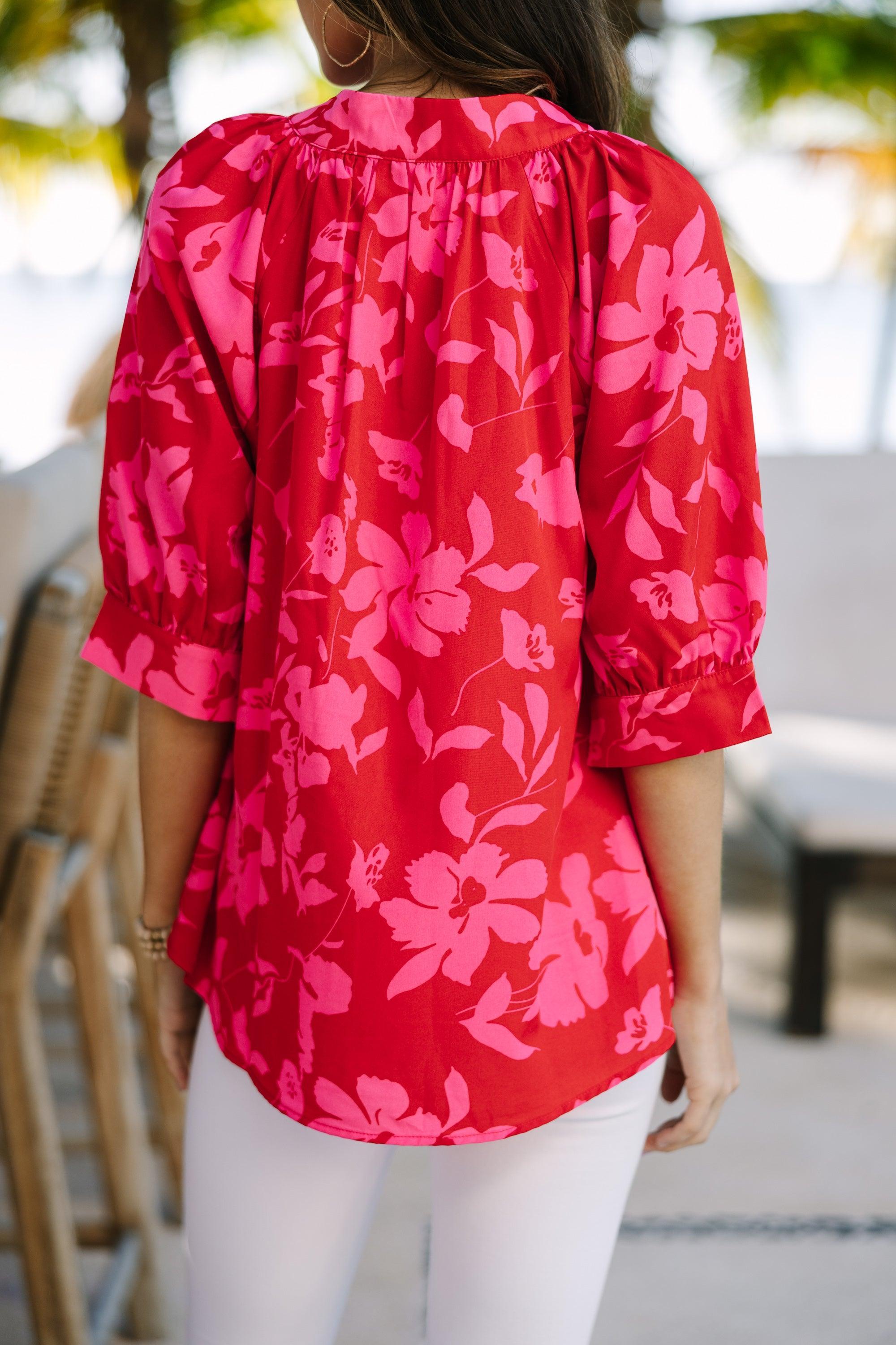 True Self Red Floral Blouse Female Product Image