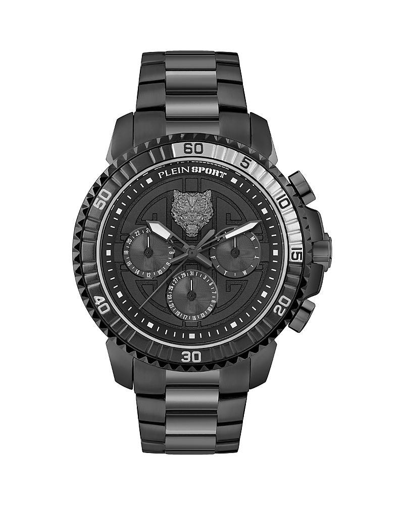 Plein Sport Mens Chronograph Date Quartz Powerlift Black Stainless Steel Bracelet Watch 45mm - Ion Plated Black Product Image