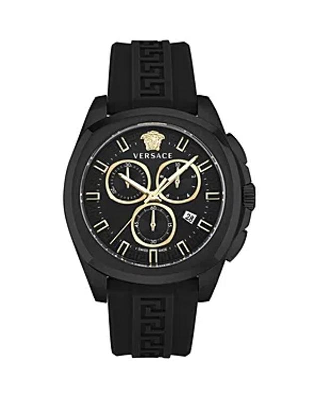 VERSACE Men's Swiss Chronograph Geo Black Silicone Strap Watch 43mm Product Image