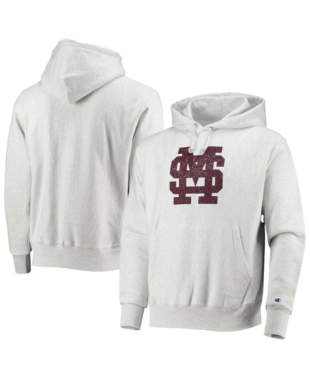 Mens Champion Heathered Gray Mississippi State Bulldogs Team Vault Logo Reverse Weave Pullover Hoodie Product Image