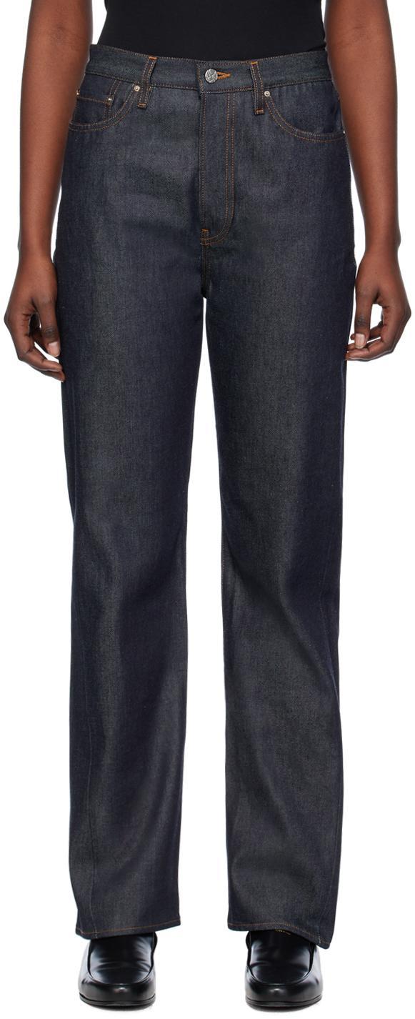 Blue Twisted Seam Jeans In 489 Raw Product Image