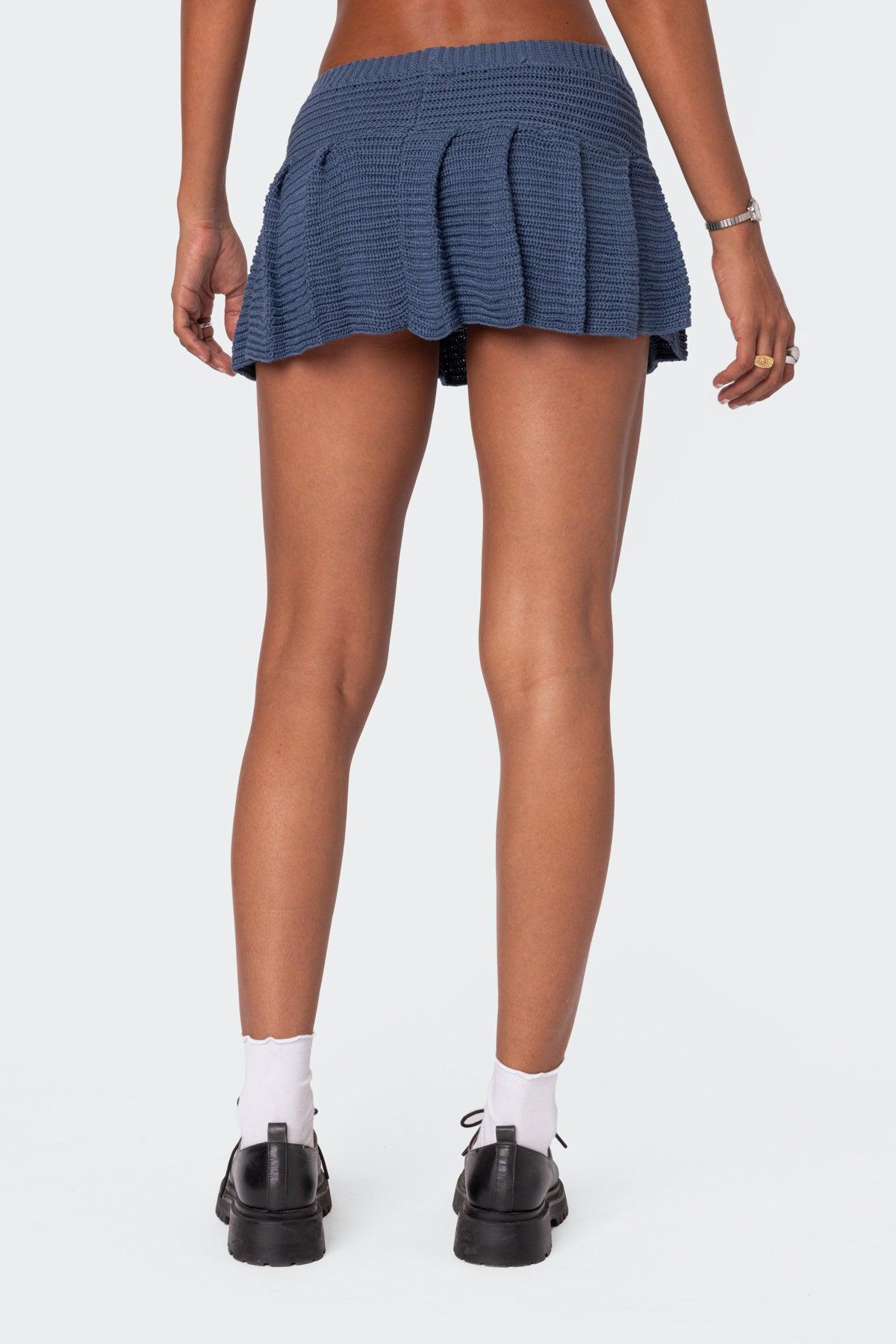 Kiera Pleated Knit Mini Skirt Product Image