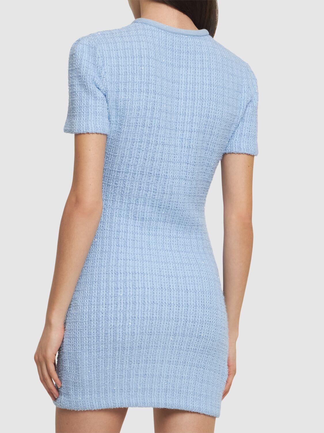 Beaded Button Knit Dress In Light Blue Product Image