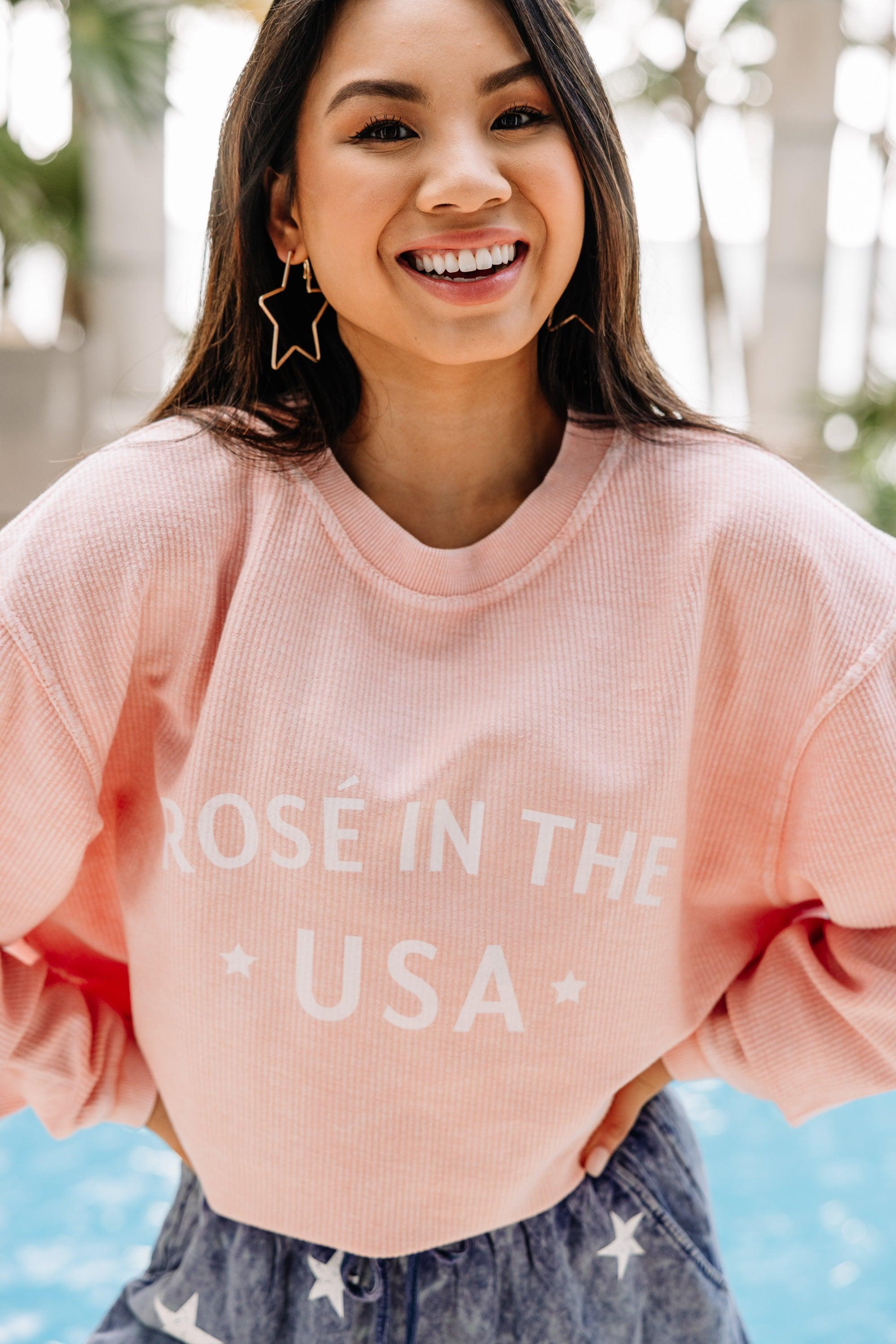 Rose in the USA Blush Pink Corded Graphic Sweatshirt Female Product Image