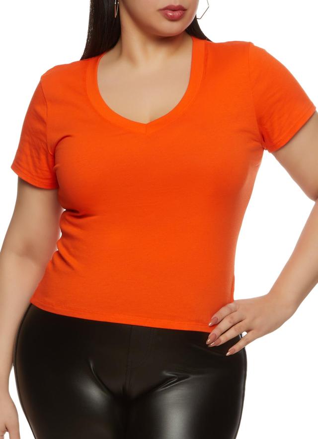 Womens Plus Size V Neck Basic Tee Product Image