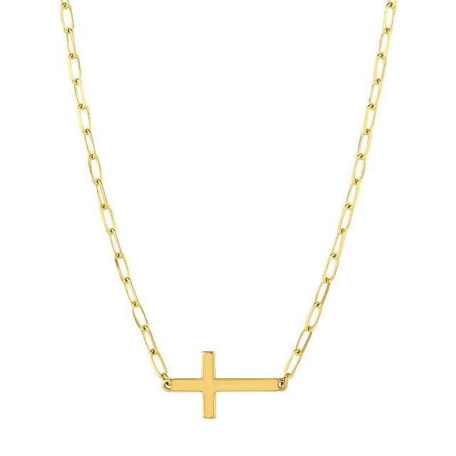 14k Gold Sideways Cross Necklace, Womens Yellow Product Image